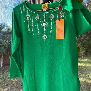 Ruby Rd Holiday Green Sweater Size L, Long Sleeve Women